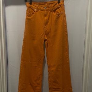 Orange High Waisted Flare Out Jeans